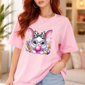 Pink Graphic Bunny Tee